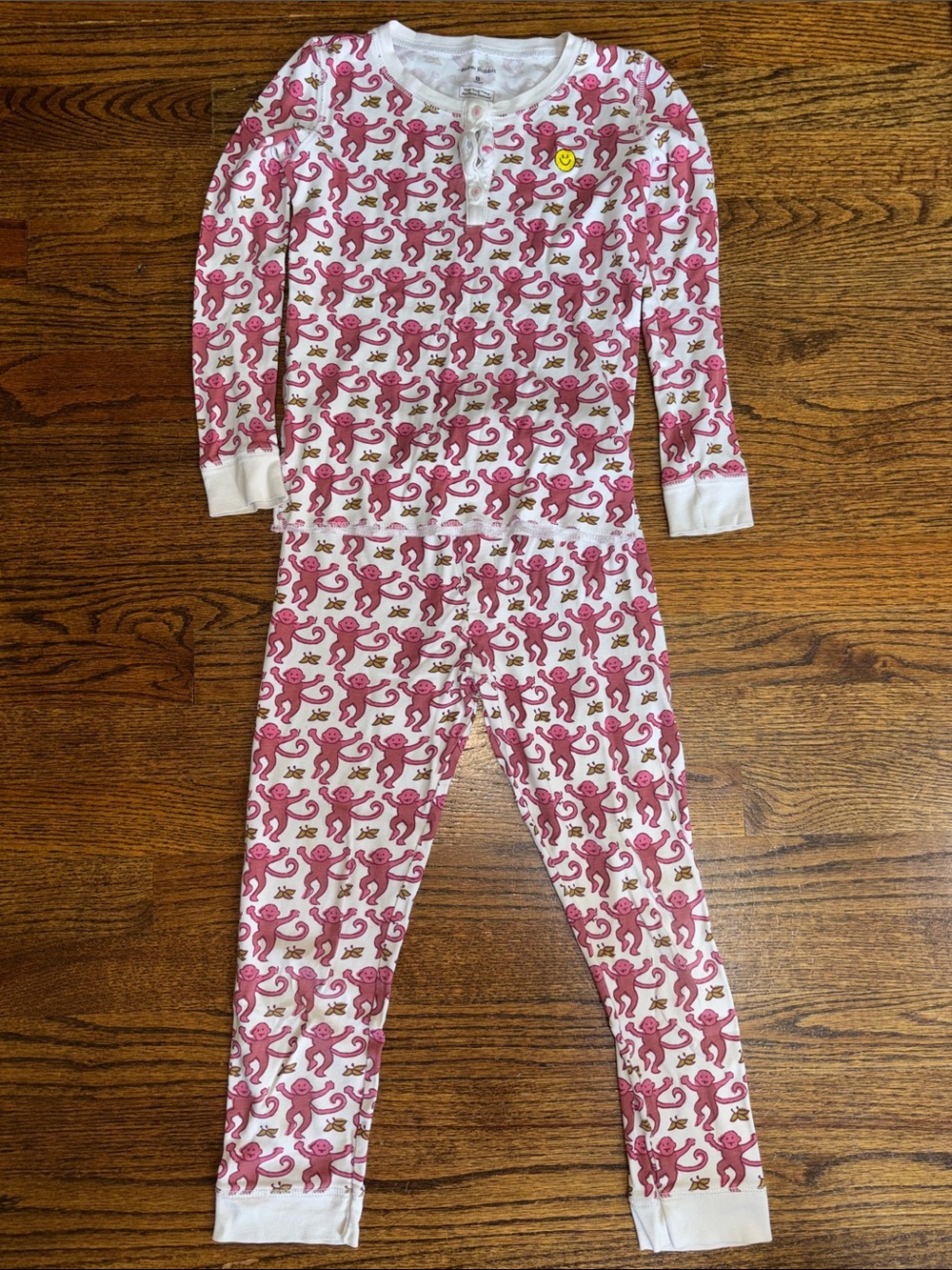 Roller Rabbit White and Pink Monkey Pajama Set